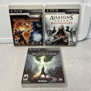 PS3 Mature 3 Game Lot Sony PlayStation 3 Mortal Kombat Assassin's Creed Tested